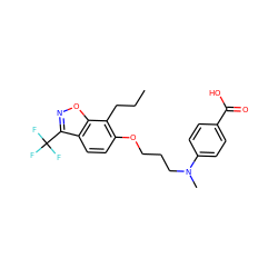 CCCc1c(OCCCN(C)c2ccc(C(=O)O)cc2)ccc2c(C(F)(F)F)noc12 ZINC000038157665