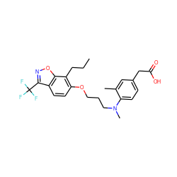 CCCc1c(OCCCN(C)c2ccc(CC(=O)O)cc2C)ccc2c(C(F)(F)F)noc12 ZINC000034717668