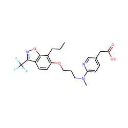 CCCc1c(OCCCN(C)c2ccc(CC(=O)O)cn2)ccc2c(C(F)(F)F)noc12 ZINC000038157662