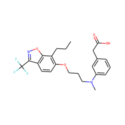 CCCc1c(OCCCN(C)c2cccc(CC(=O)O)c2)ccc2c(C(F)(F)F)noc12 ZINC000034717661