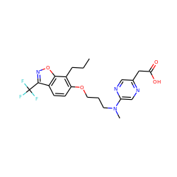 CCCc1c(OCCCN(C)c2cnc(CC(=O)O)cn2)ccc2c(C(F)(F)F)noc12 ZINC000038157660