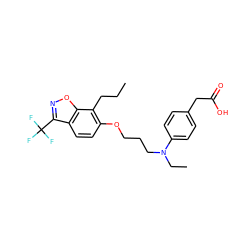 CCCc1c(OCCCN(CC)c2ccc(CC(=O)O)cc2)ccc2c(C(F)(F)F)noc12 ZINC000037866924