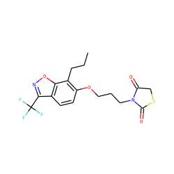 CCCc1c(OCCCN2C(=O)CSC2=O)ccc2c(C(F)(F)F)noc12 ZINC000003938179