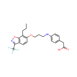 CCCc1c(OCCCNc2ccc(CC(=O)O)cc2)ccc2c(C(F)(F)F)noc12 ZINC000034717664