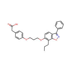 CCCc1c(OCCCOc2ccc(CC(=O)O)cc2)ccc2c(-c3ccccc3)noc12 ZINC000012358238