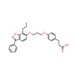 CCCc1c(OCCCOc2ccc(CCC(=O)O)cc2)ccc2c(-c3ccccc3)noc12 ZINC000012358241