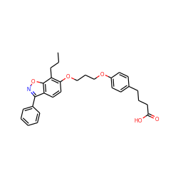 CCCc1c(OCCCOc2ccc(CCCC(=O)O)cc2)ccc2c(-c3ccccc3)noc12 ZINC000012358256