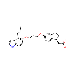 CCCc1c(OCCCOc2ccc3c(c2)CC[C@H]3CC(=O)O)ccc2[nH]ccc12 ZINC000014977259