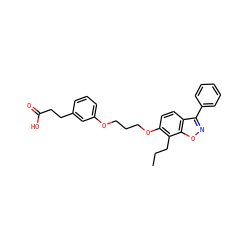 CCCc1c(OCCCOc2cccc(CCC(=O)O)c2)ccc2c(-c3ccccc3)noc12 ZINC000013488260