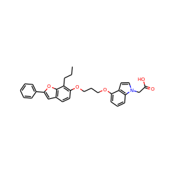 CCCc1c(OCCCOc2cccc3c2ccn3CC(=O)O)ccc2cc(-c3ccccc3)oc12 ZINC000013678012