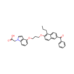 CCCc1c(OCCCOc2cccc3c2ccn3CC(=O)O)ccc2cc(C(=O)c3ccccc3)ccc12 ZINC000013681519