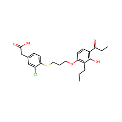 CCCc1c(OCCCSc2ccc(CC(=O)O)cc2Cl)ccc(C(=O)CC)c1O ZINC000012358258