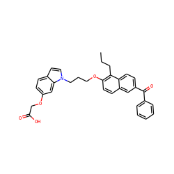 CCCc1c(OCCCn2ccc3ccc(OCC(=O)O)cc32)ccc2cc(C(=O)c3ccccc3)ccc12 ZINC000035065299