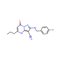 CCCc1cc(=O)n2nc(NCc3ccc(Br)cc3)c(C#N)c2[nH]1 ZINC000473247732