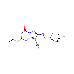 CCCc1cc(=O)n2nc(NCc3ccc(Br)cn3)c(C#N)c2[nH]1 ZINC000473248904