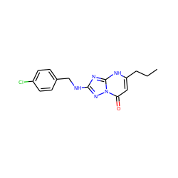 CCCc1cc(=O)n2nc(NCc3ccc(Cl)cc3)nc2[nH]1 ZINC000101262144