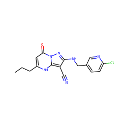 CCCc1cc(=O)n2nc(NCc3ccc(Cl)nc3)c(C#N)c2[nH]1 ZINC000473249946