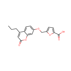 CCCc1cc(=O)oc2cc(OCc3ccc(C(=O)O)o3)ccc12 ZINC000000318706