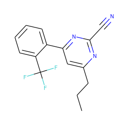 CCCc1cc(-c2ccccc2C(F)(F)F)nc(C#N)n1 ZINC000049016992