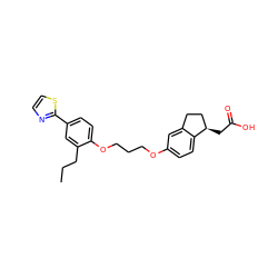 CCCc1cc(-c2nccs2)ccc1OCCCOc1ccc2c(c1)CC[C@H]2CC(=O)O ZINC000014977105