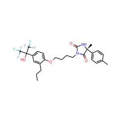 CCCc1cc(C(O)(C(F)(F)F)C(F)(F)F)ccc1OCCCCN1C(=O)N[C@](C)(c2ccc(C)cc2)C1=O ZINC000114059119