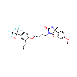 CCCc1cc(C(O)(C(F)(F)F)C(F)(F)F)ccc1OCCCCN1C(=O)N[C@](C)(c2ccc(OC)cc2)C1=O ZINC000114059743