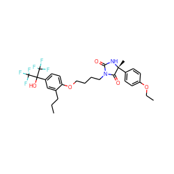 CCCc1cc(C(O)(C(F)(F)F)C(F)(F)F)ccc1OCCCCN1C(=O)N[C@](C)(c2ccc(OCC)cc2)C1=O ZINC000114058800