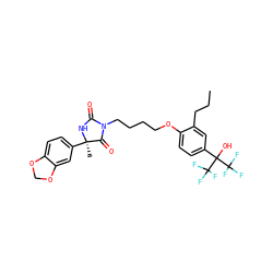 CCCc1cc(C(O)(C(F)(F)F)C(F)(F)F)ccc1OCCCCN1C(=O)N[C@](C)(c2ccc3c(c2)OCO3)C1=O ZINC000114058635