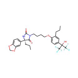 CCCc1cc(C(O)(C(F)(F)F)C(F)(F)F)ccc1OCCCCN1C(=O)N[C@](CCC)(c2ccc3c(c2)OCO3)C1=O ZINC000114059986