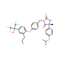 CCCc1cc(C(O)(C(F)(F)F)C(F)(F)F)ccc1Oc1ccc(CN2C(=O)N[C@](C)(c3ccc(OC(C)C)cc3)C2=O)cc1 ZINC000164843573