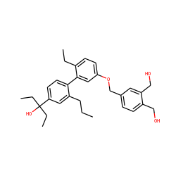 CCCc1cc(C(O)(CC)CC)ccc1-c1cc(OCc2ccc(CO)c(CO)c2)ccc1CC ZINC000034377358