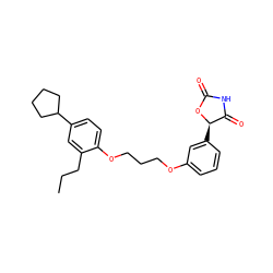 CCCc1cc(C2CCCC2)ccc1OCCCOc1cccc([C@H]2OC(=O)NC2=O)c1 ZINC000013553667