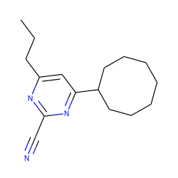 CCCc1cc(C2CCCCCCC2)nc(C#N)n1 ZINC000049525751