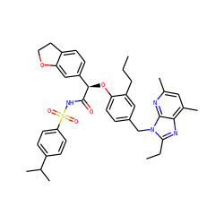 CCCc1cc(Cn2c(CC)nc3c(C)cc(C)nc32)ccc1O[C@@H](C(=O)NS(=O)(=O)c1ccc(C(C)C)cc1)c1ccc2c(c1)OCC2 ZINC000028528765