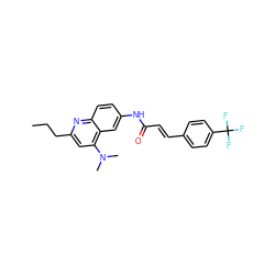 CCCc1cc(N(C)C)c2cc(NC(=O)/C=C/c3ccc(C(F)(F)F)cc3)ccc2n1 ZINC000036351927