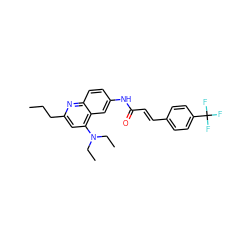 CCCc1cc(N(CC)CC)c2cc(NC(=O)/C=C/c3ccc(C(F)(F)F)cc3)ccc2n1 ZINC000036351931