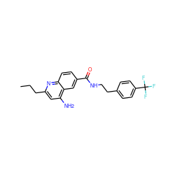 CCCc1cc(N)c2cc(C(=O)NCCc3ccc(C(F)(F)F)cc3)ccc2n1 ZINC000036351942
