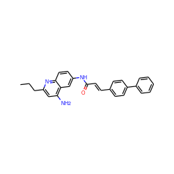 CCCc1cc(N)c2cc(NC(=O)/C=C/c3ccc(-c4ccccc4)cc3)ccc2n1 ZINC000036351805