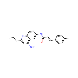 CCCc1cc(N)c2cc(NC(=O)/C=C/c3ccc(C)cc3)ccc2n1 ZINC000036351835