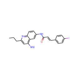 CCCc1cc(N)c2cc(NC(=O)/C=C/c3ccc(I)cc3)ccc2n1 ZINC000036351850