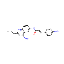 CCCc1cc(N)c2cc(NC(=O)/C=C/c3ccc(N)cc3)ccc2n1 ZINC000036351736