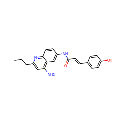 CCCc1cc(N)c2cc(NC(=O)/C=C/c3ccc(O)cc3)ccc2n1 ZINC000036351722
