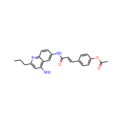CCCc1cc(N)c2cc(NC(=O)/C=C/c3ccc(OC(C)=O)cc3)ccc2n1 ZINC000036351716