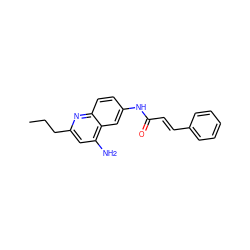CCCc1cc(N)c2cc(NC(=O)/C=C/c3ccccc3)ccc2n1 ZINC000038149795