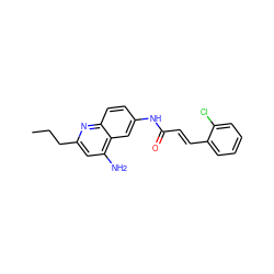 CCCc1cc(N)c2cc(NC(=O)/C=C/c3ccccc3Cl)ccc2n1 ZINC000036351858