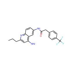 CCCc1cc(N)c2cc(NC(=O)Cc3ccc(C(F)(F)F)cc3)ccc2n1 ZINC000036351743