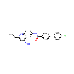 CCCc1cc(N)c2cc(NC(=O)c3ccc(-c4ccc(Cl)cc4)cc3)ccc2n1 ZINC000038149819