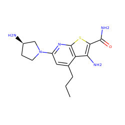 CCCc1cc(N2CC[C@@H](N)C2)nc2sc(C(N)=O)c(N)c12 ZINC000045301295