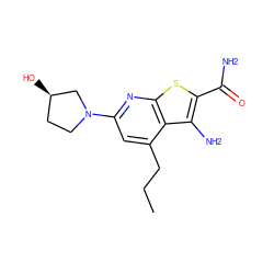 CCCc1cc(N2CC[C@@H](O)C2)nc2sc(C(N)=O)c(N)c12 ZINC000045255438