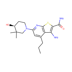 CCCc1cc(N2CC[C@H](O)C(C)(C)C2)nc2sc(C(N)=O)c(N)c12 ZINC000045260904